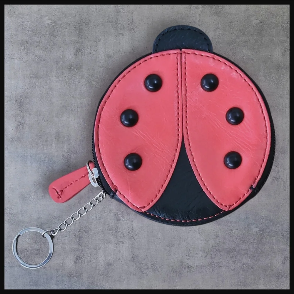 Vintage RELIC Ladybug Round Leather Coin Purse Metal Keychain Zipper Y2K - Picture 13 of 13